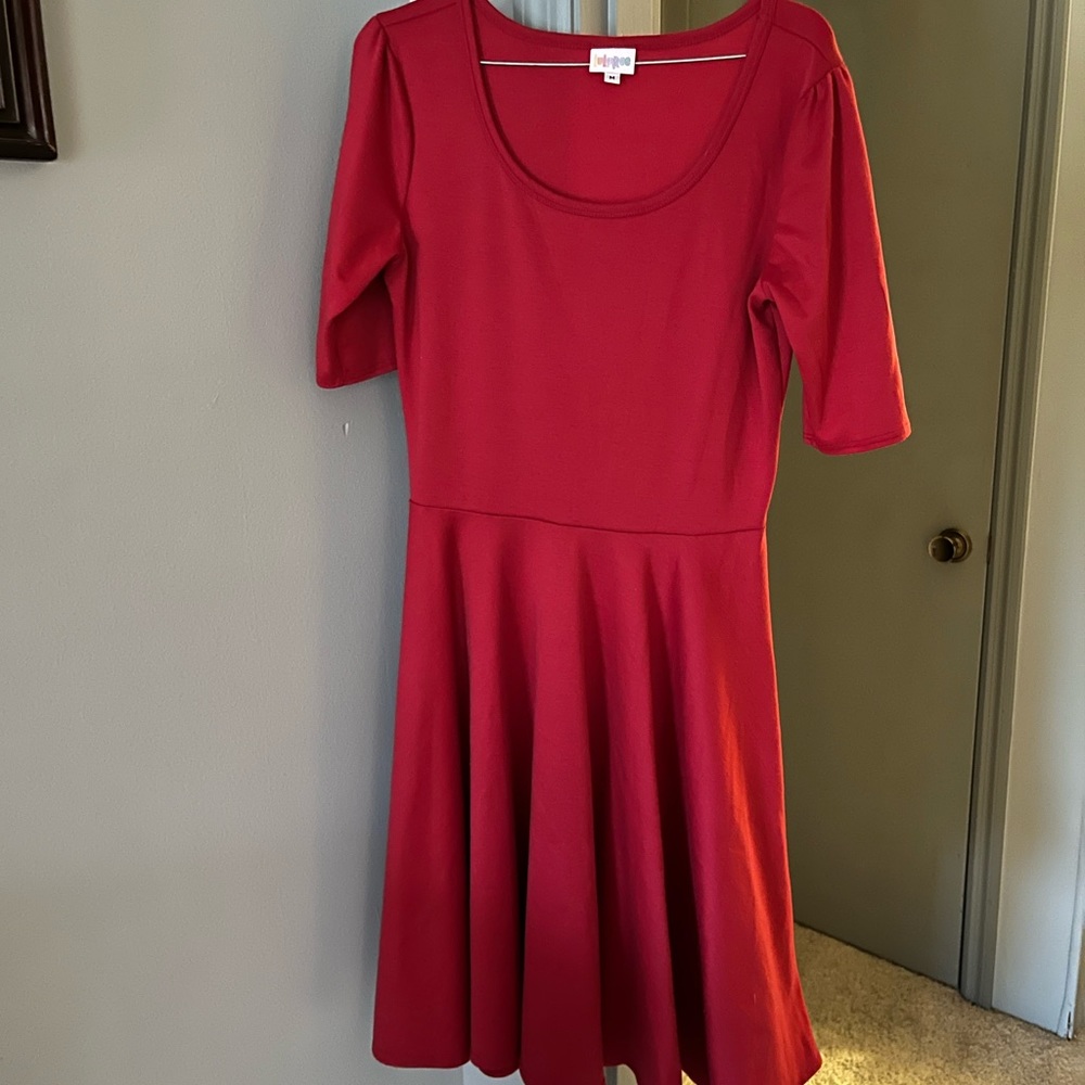 LULAROE Red Dress Simply Comfortable Medium Cute Sleeves